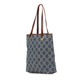 セリーヌ マカダム トートバッグ ショルダーバッグ インディゴブルー デニム レザー レディース CELINE 【中古】
